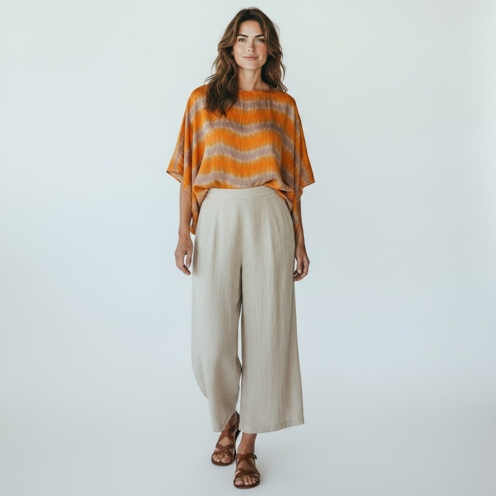 Tracy Reese Archival Y2K 100 Silk Lagenlook Resort Beach Top One Size Coral